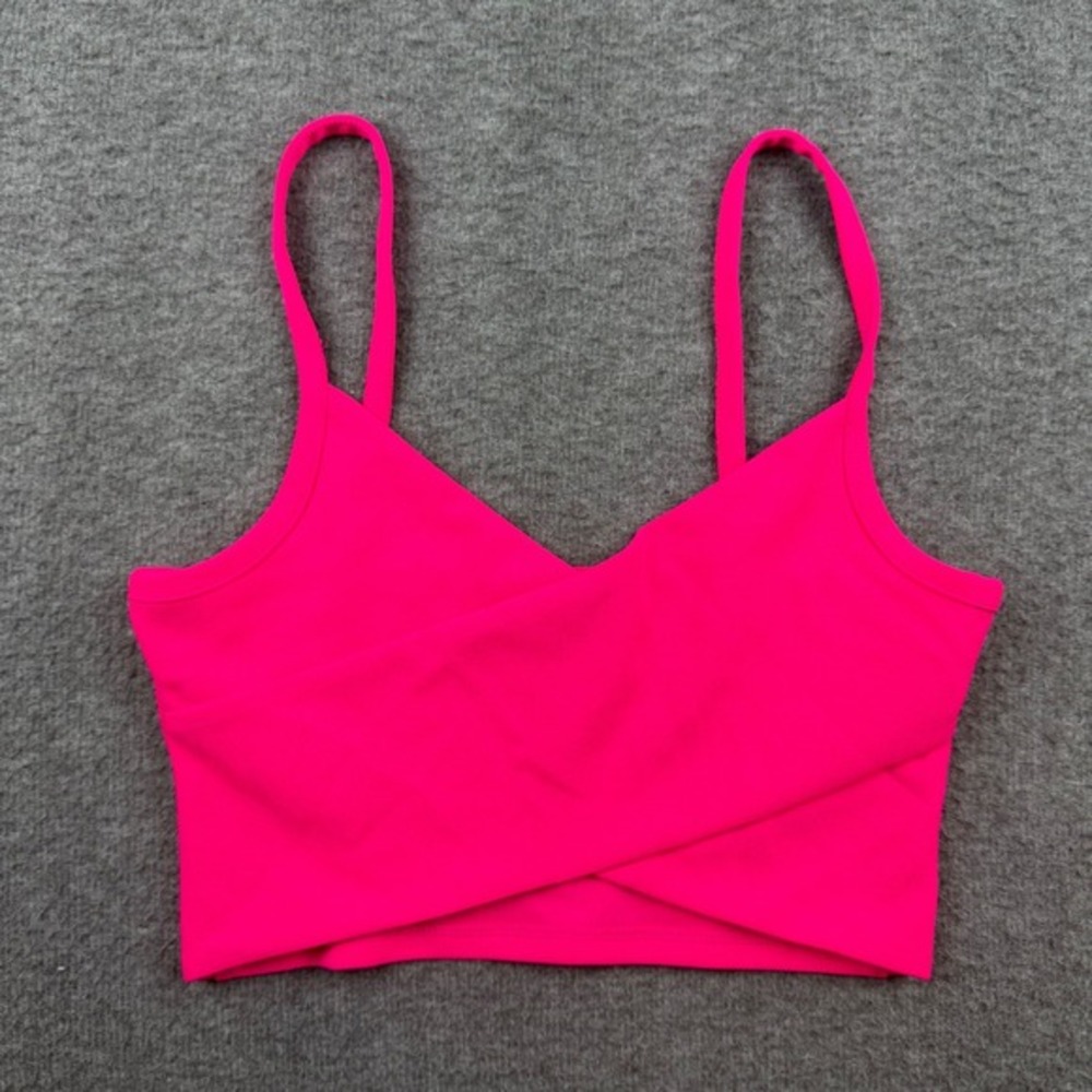 H&M Wrap‎ Front Crop Top Women's Small Hot Pink V-Neck Crossover Camisole